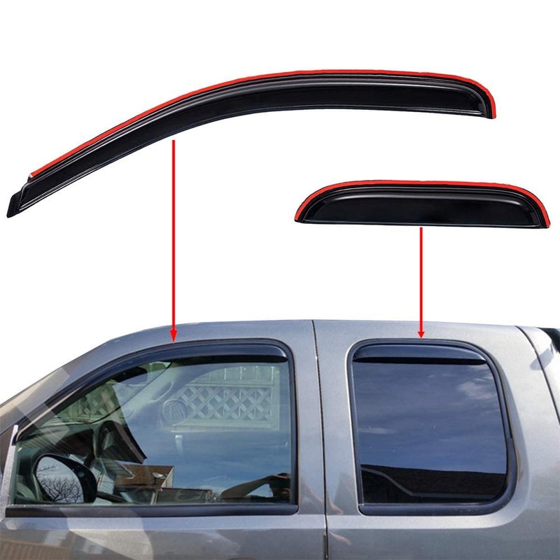 Lightronic Extra Durable In-Channel Auto Vent Window Visor, Fit 2007-2013 Chevrolet Silverado & GMC Sierra 1500; 2007-2014 Silv./Sierra 2500 HD & 3500 HD, Ext. Cab, UV-Protect Rain Guard, Smoke, 4-Pcs - Image 4